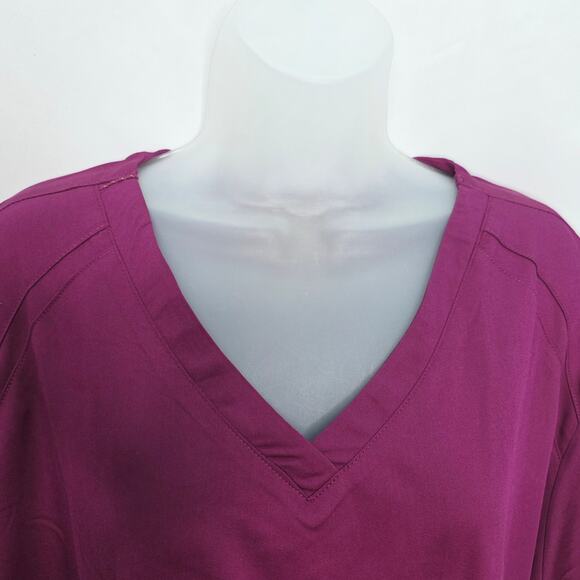 Wonder Wink Women's 4-Pocket V-Neck Short Sleeve Scrub Top #6319 Wine Color 5XL - Picture 4 of 15